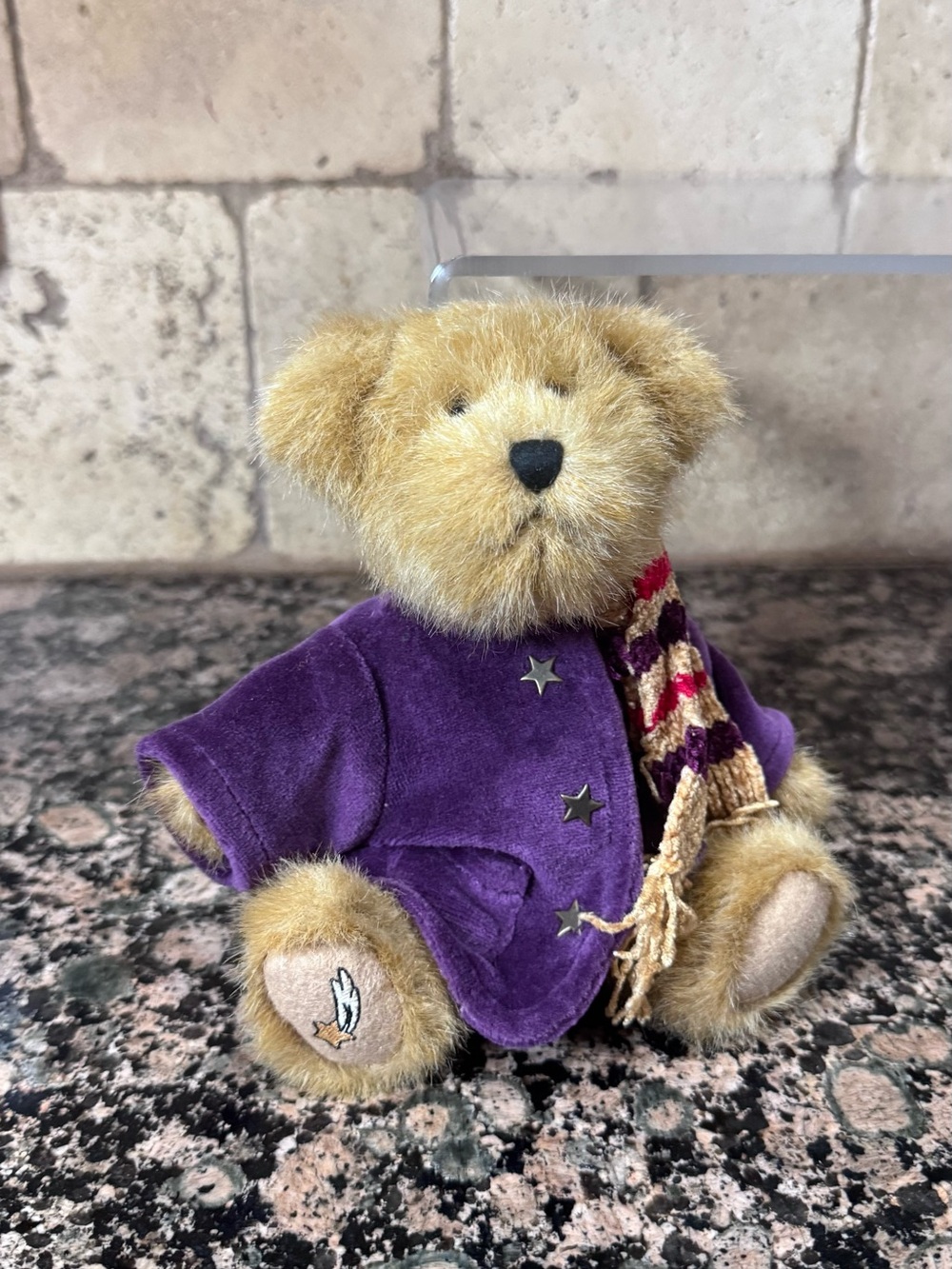 Boyds Bears Plush Bear in Purple Jacket with Tan Fur